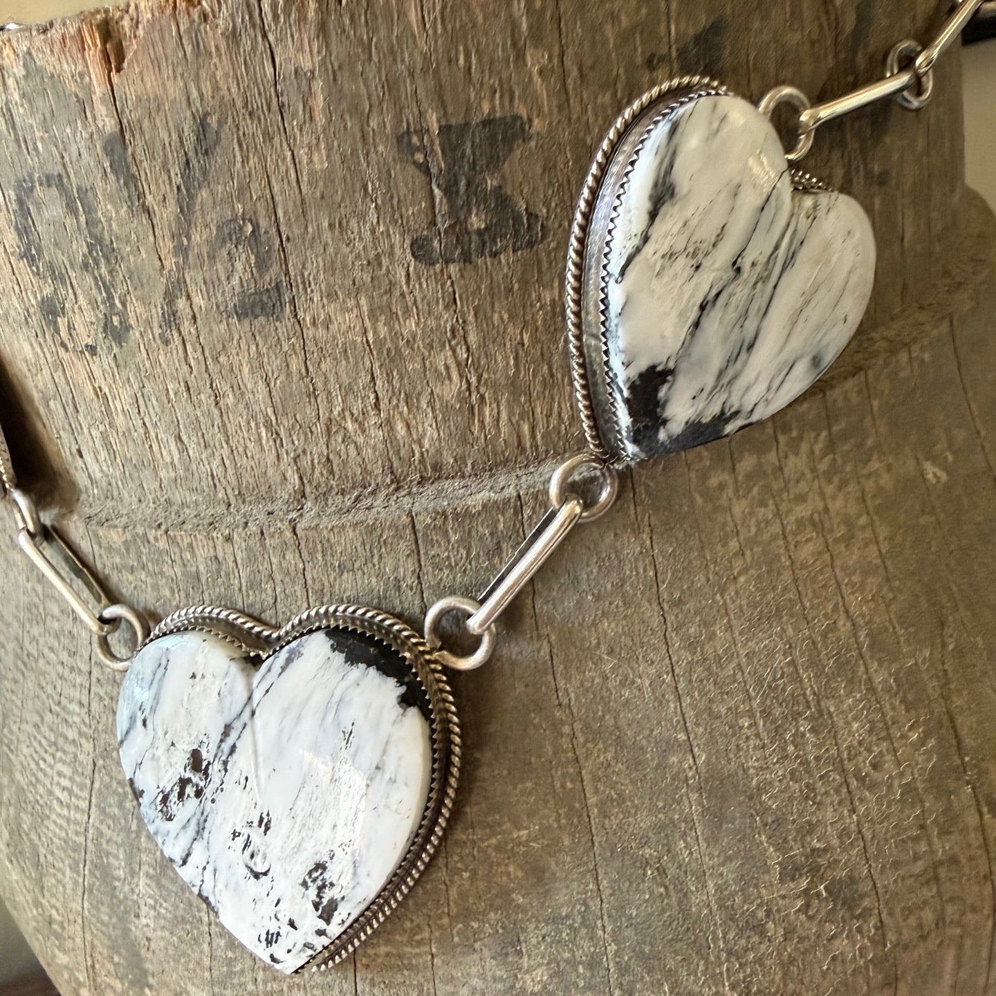 Lawrence Archuletta Chunky White Buffalo Heart Necklace