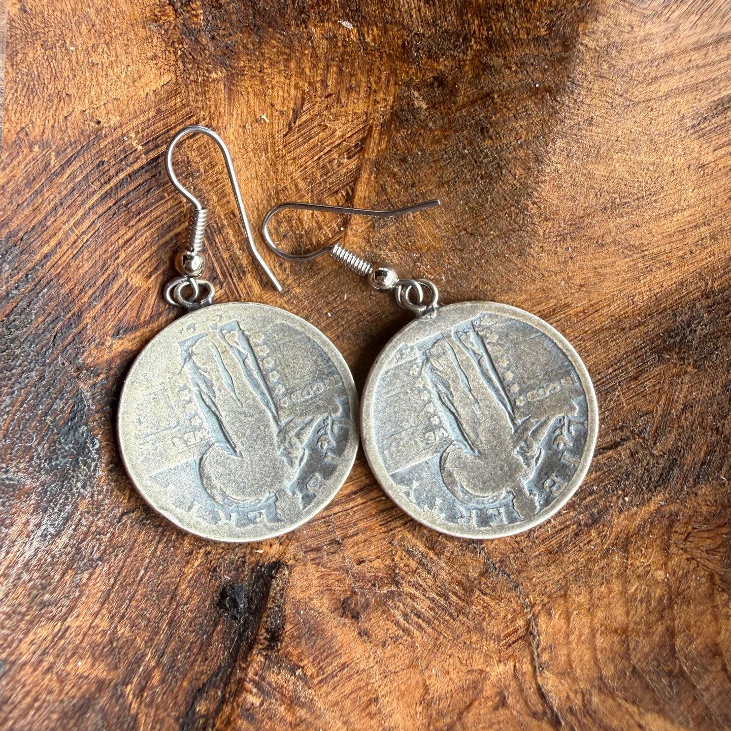 Buffalo Dancer, Standing Liberty Quarter Earrings - Eagles Out