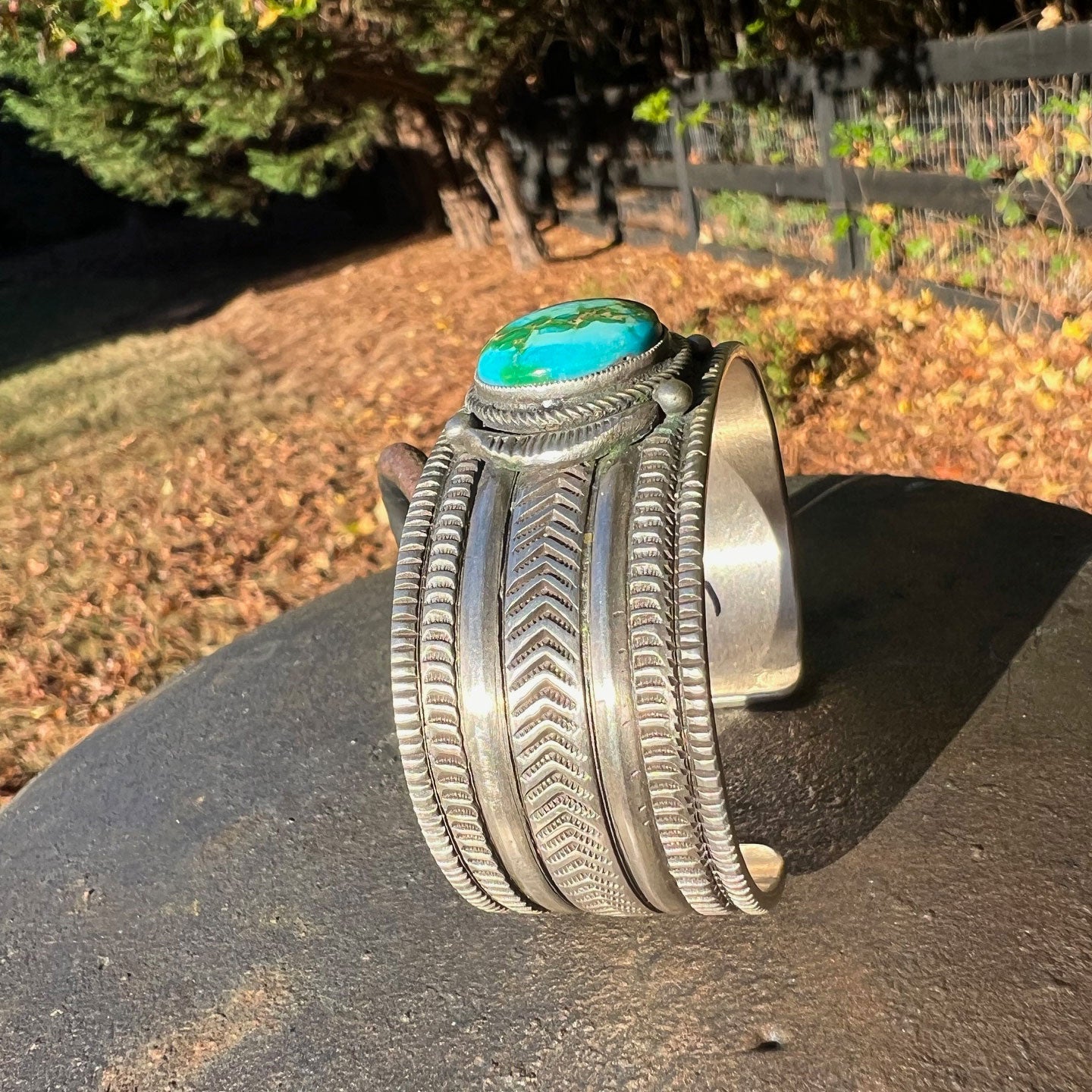 Calvin Martinez Blue Sonoran Round Stone Stacker Cuff