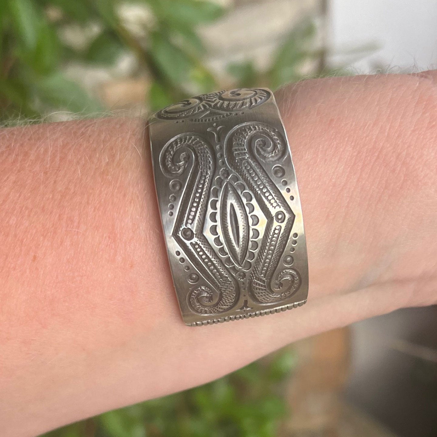 Calvin Martinez Scroll Patterns Sterling Cuff
