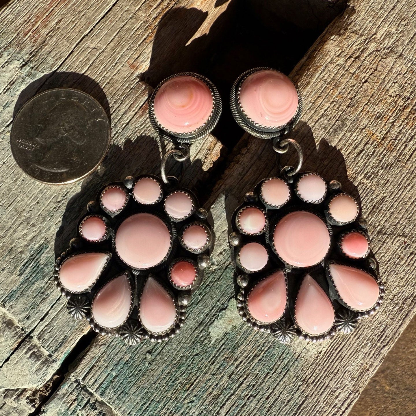 Kristen Etsitty Pink Conch Cluster Earrings