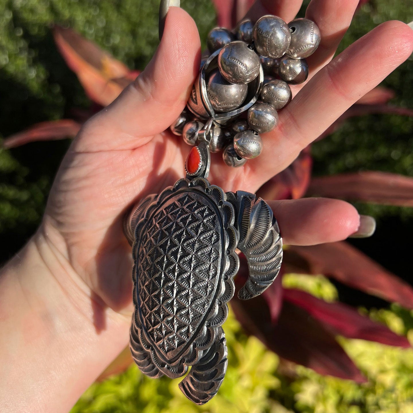 Myron Etsitty Coral Sea Turtle Pendant