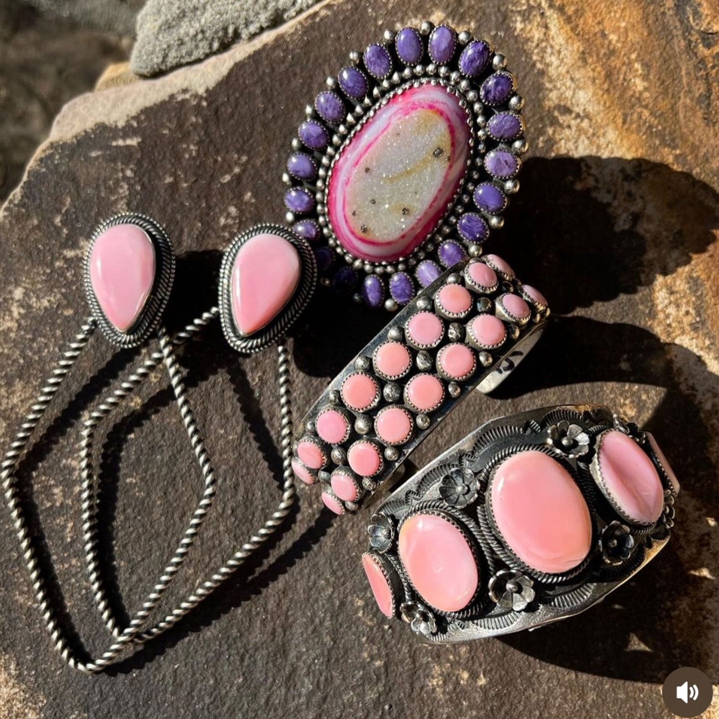 Readda Begay Pink Conch Statement Earrings