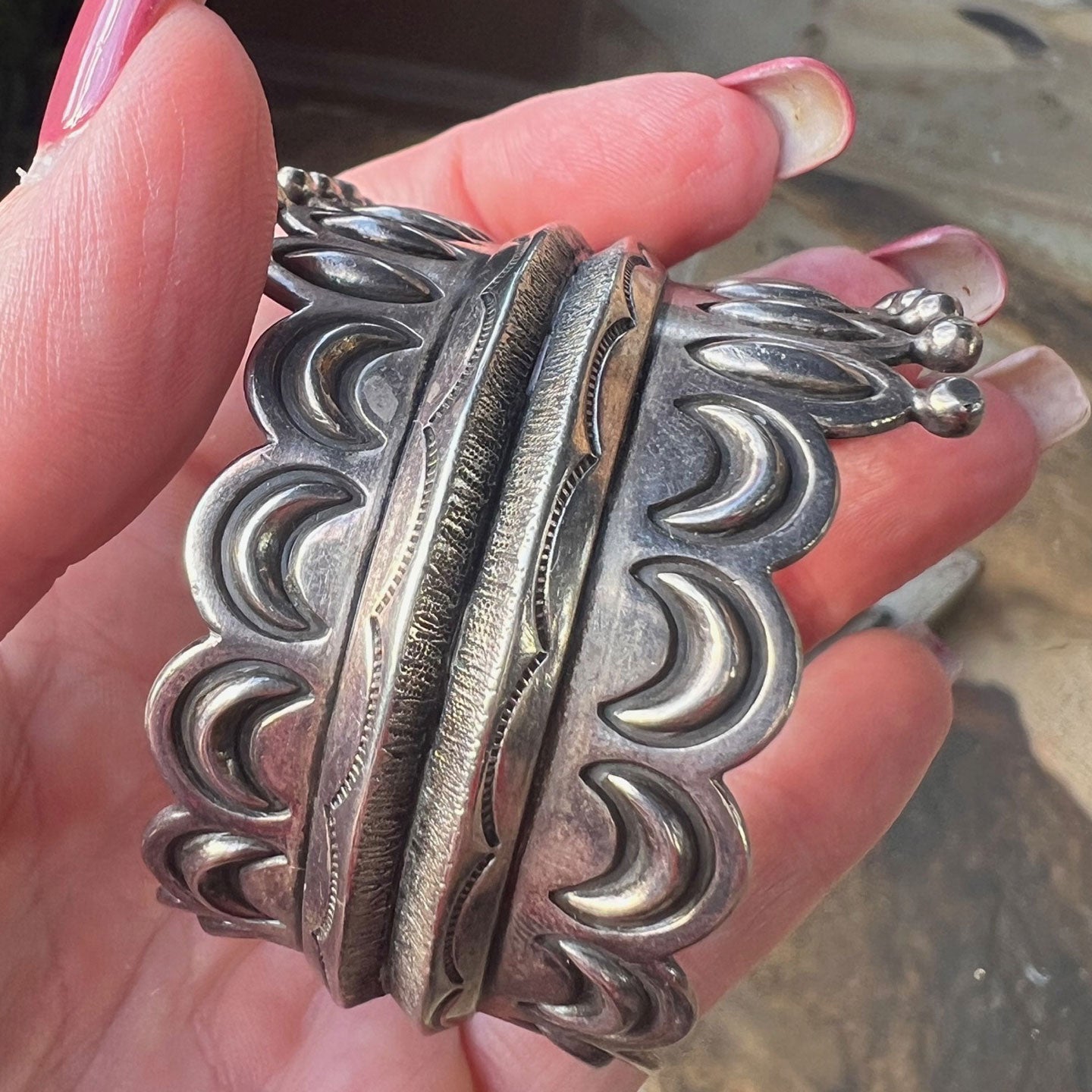 Thomas Jim 'Crown' Sterling Bump Out Cuff