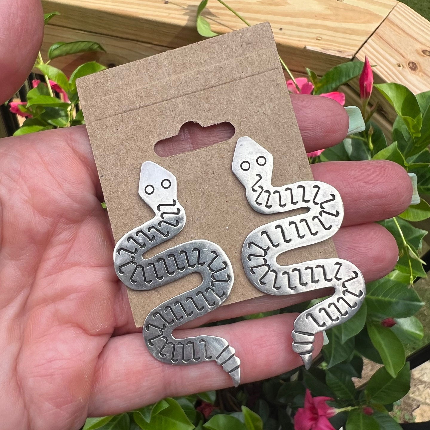 Unsigned Vintage - Sterling Snake Earrings