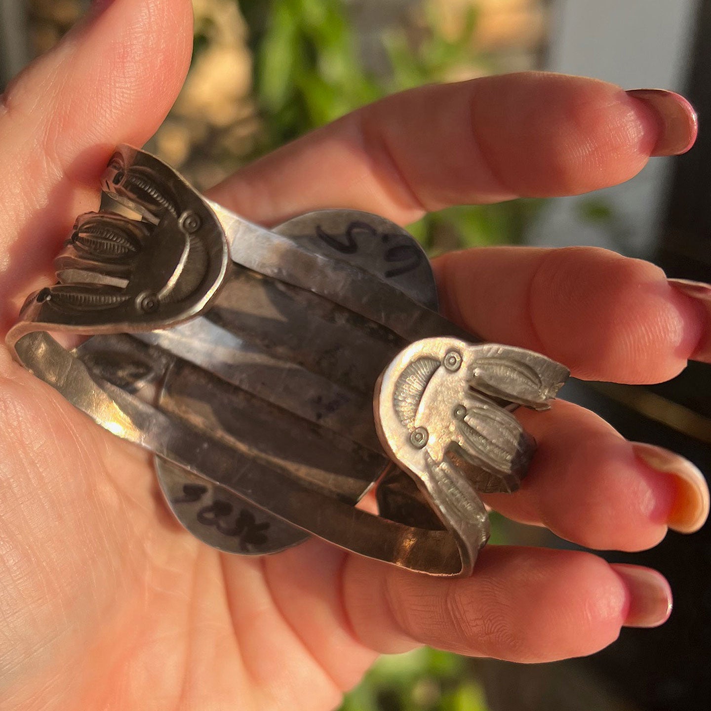 Unsigned Oval Stone Vintage Cuff