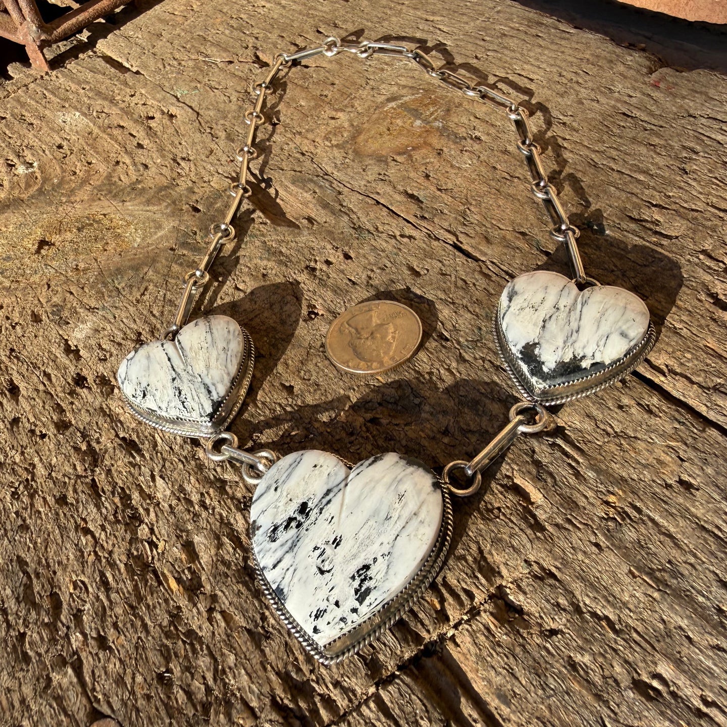 Lawrence Archuletta Chunky White Buffalo Heart Necklace