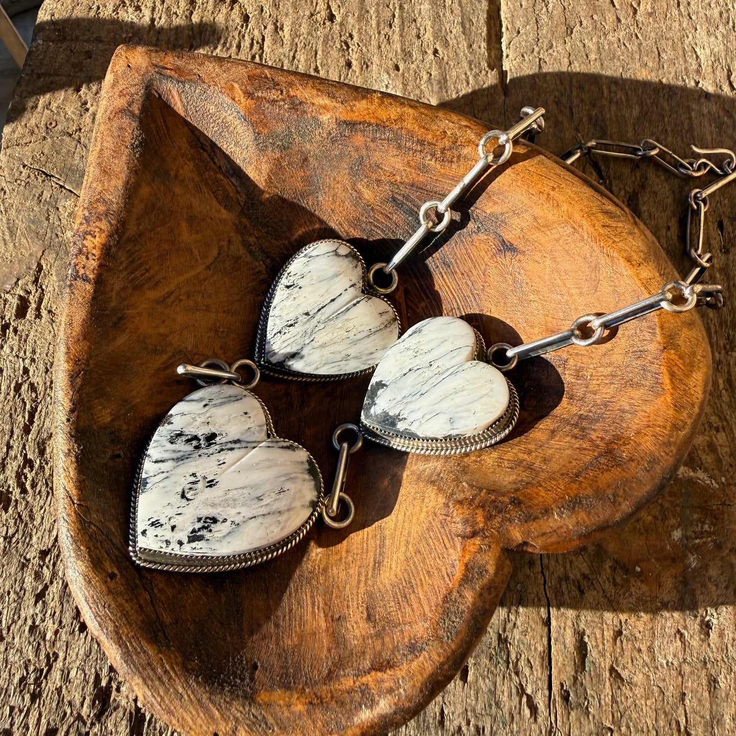 Lawrence Archuletta Chunky White Buffalo Heart Necklace