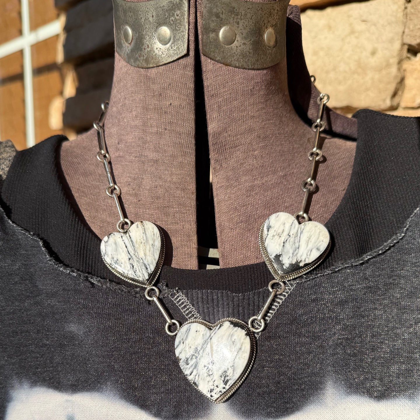 Lawrence Archuletta Chunky White Buffalo Heart Necklace