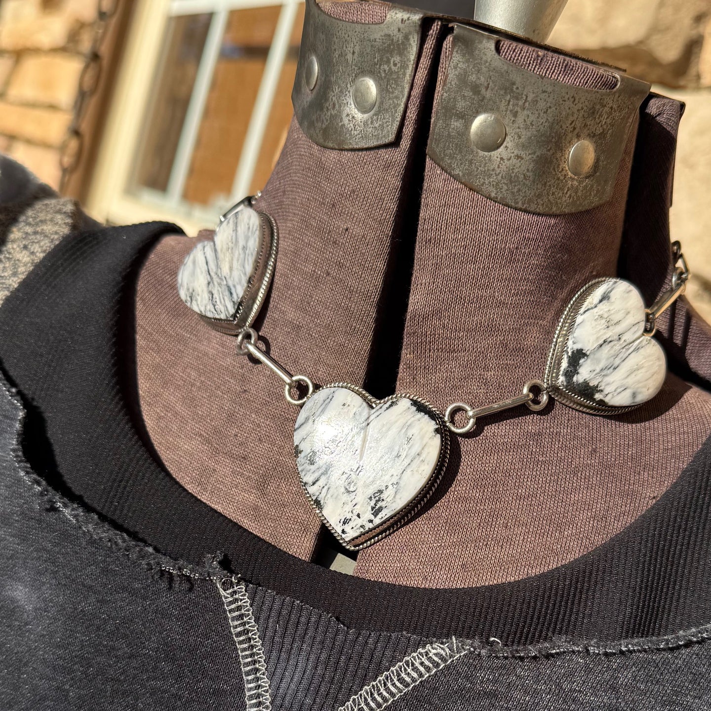 Lawrence Archuletta Chunky White Buffalo Heart Necklace