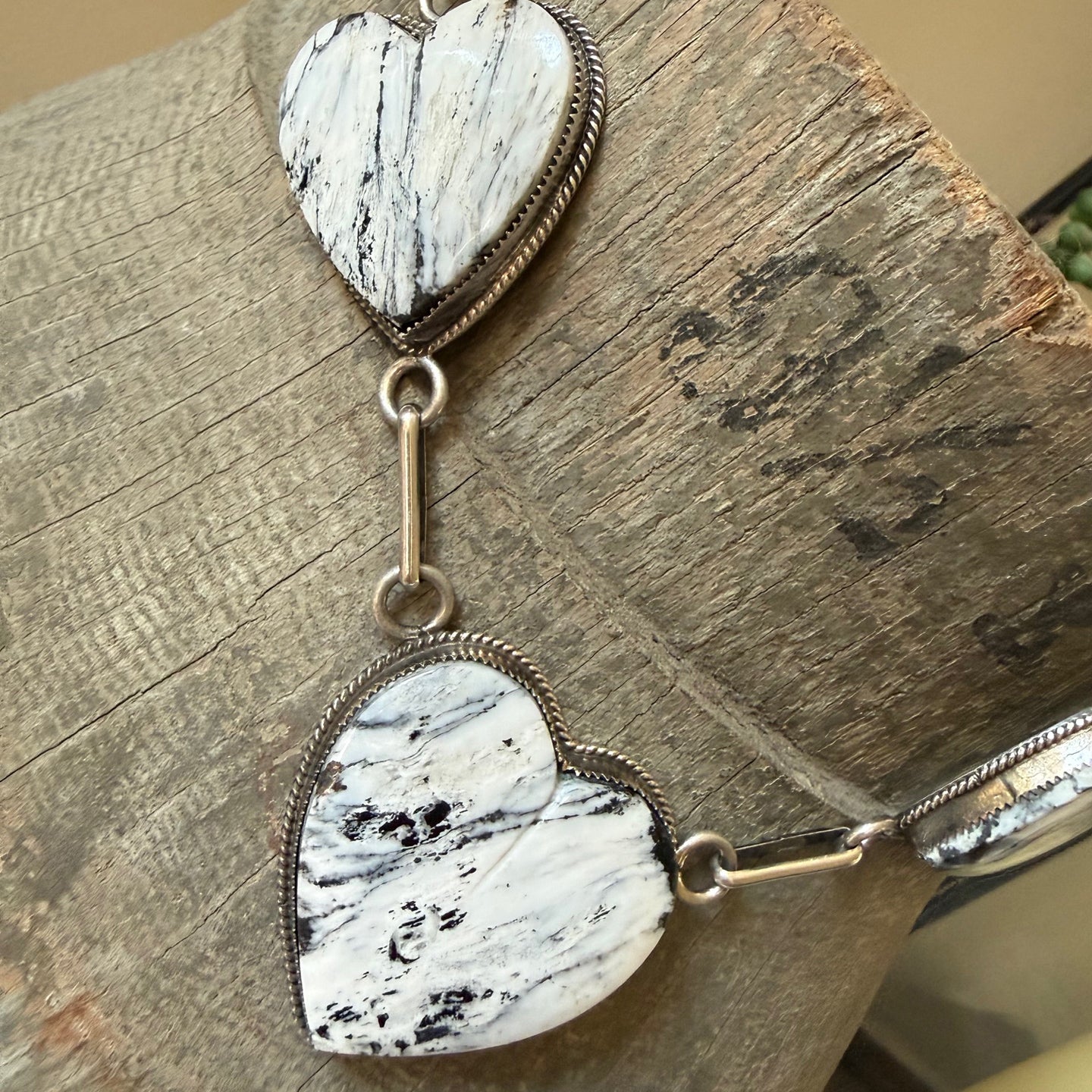 Lawrence Archuletta Chunky White Buffalo Heart Necklace