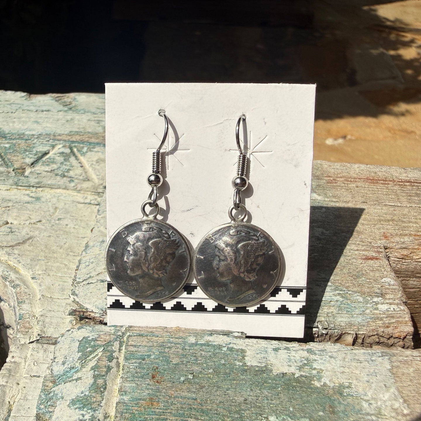 Buffalo Dancer,  Mercury Dime Drop Earrings