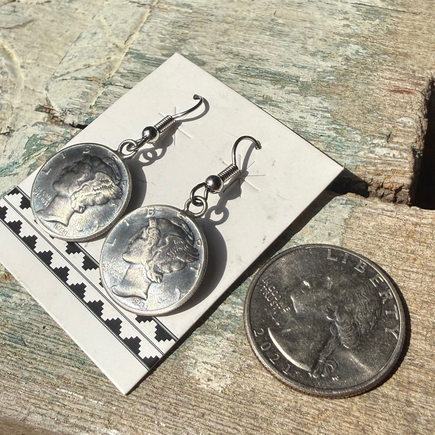 Buffalo Dancer,  Mercury Dime Drop Earrings