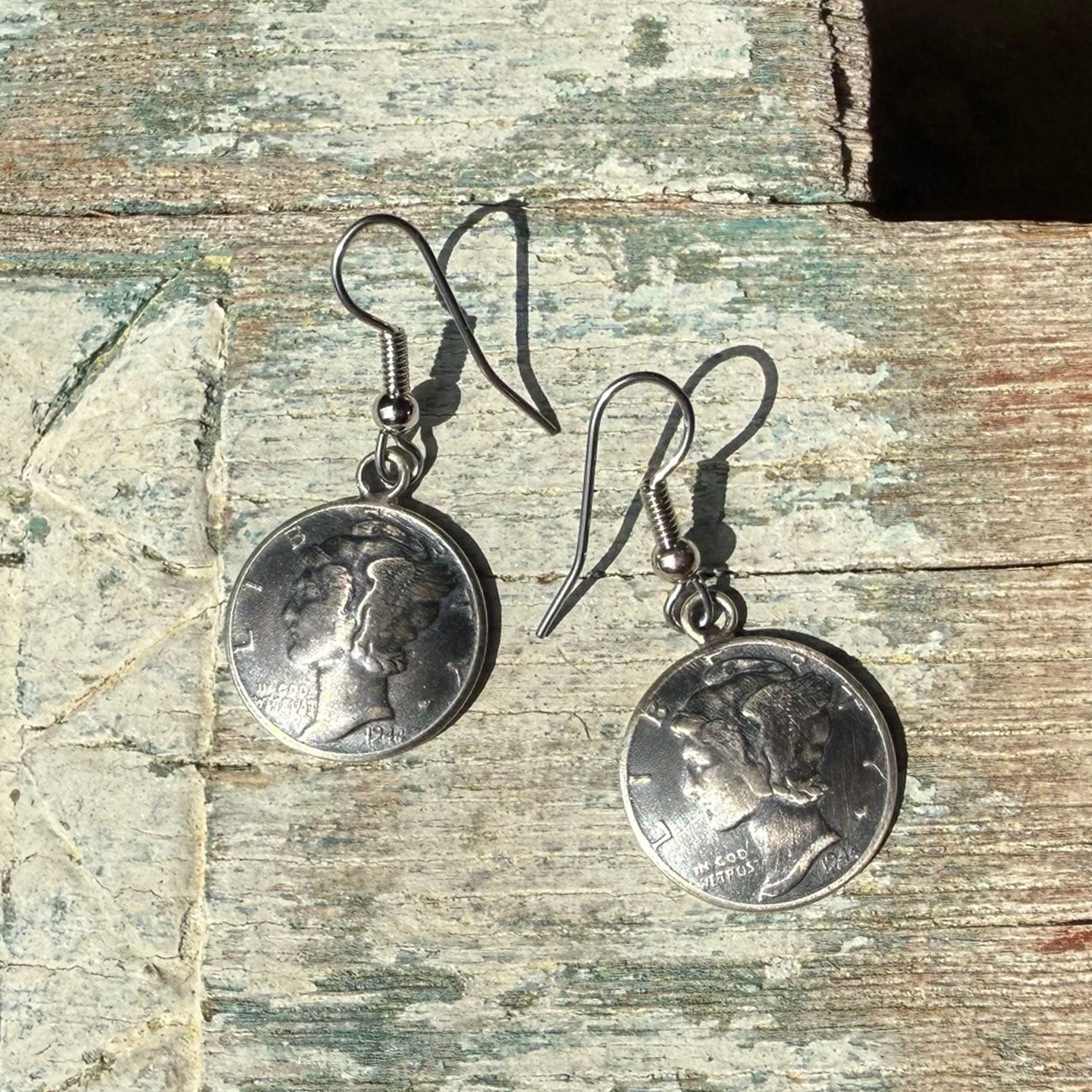 Buffalo Dancer,  Mercury Dime Drop Earrings