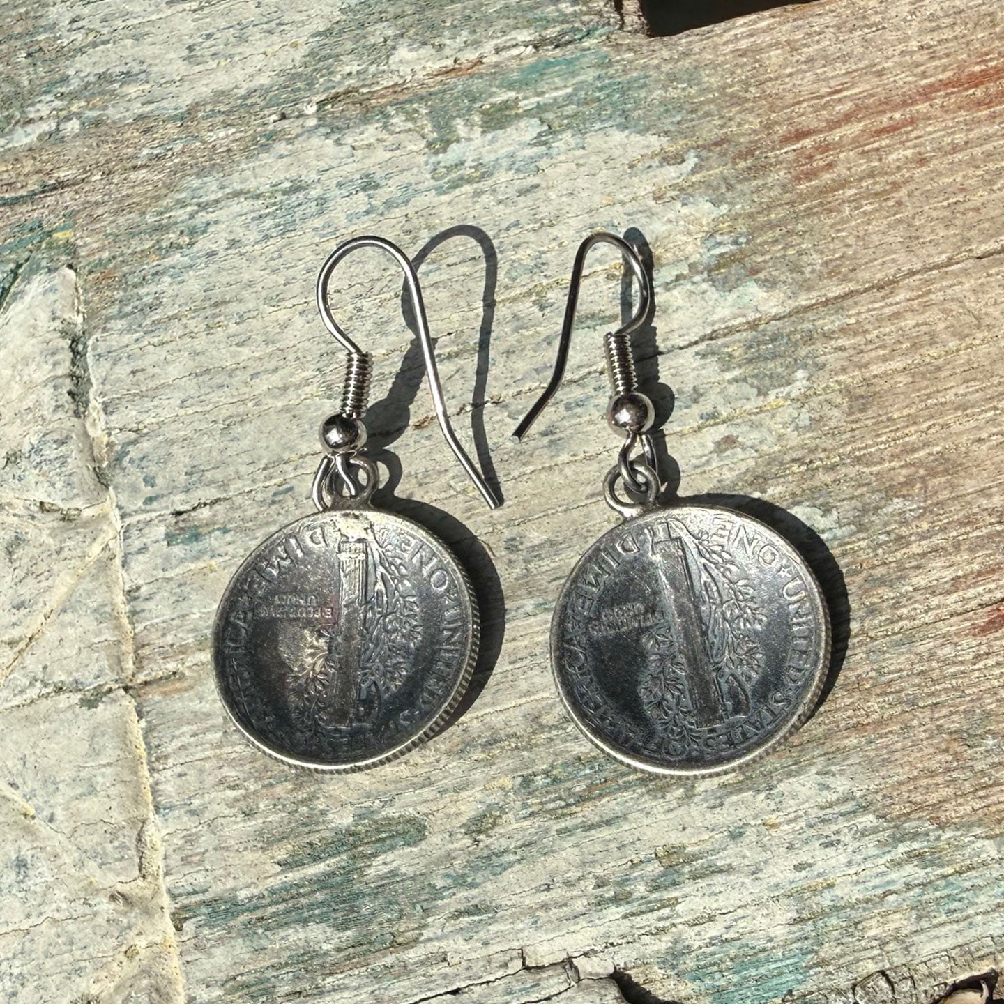 Buffalo Dancer,  Mercury Dime Drop Earrings