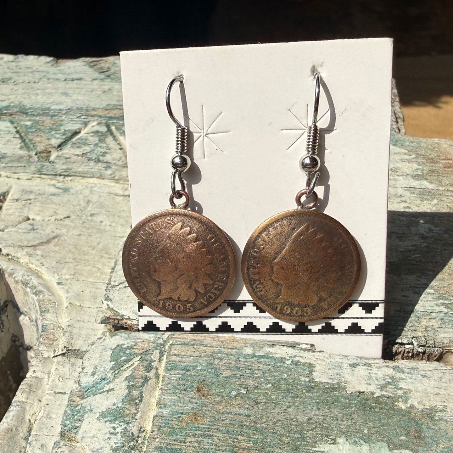 Buffalo Dancer,  Indian Head Penny Drop Earrings