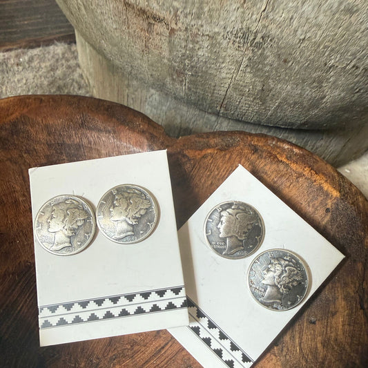 Buffalo Dancer,  Mercury Dime Post Earrings