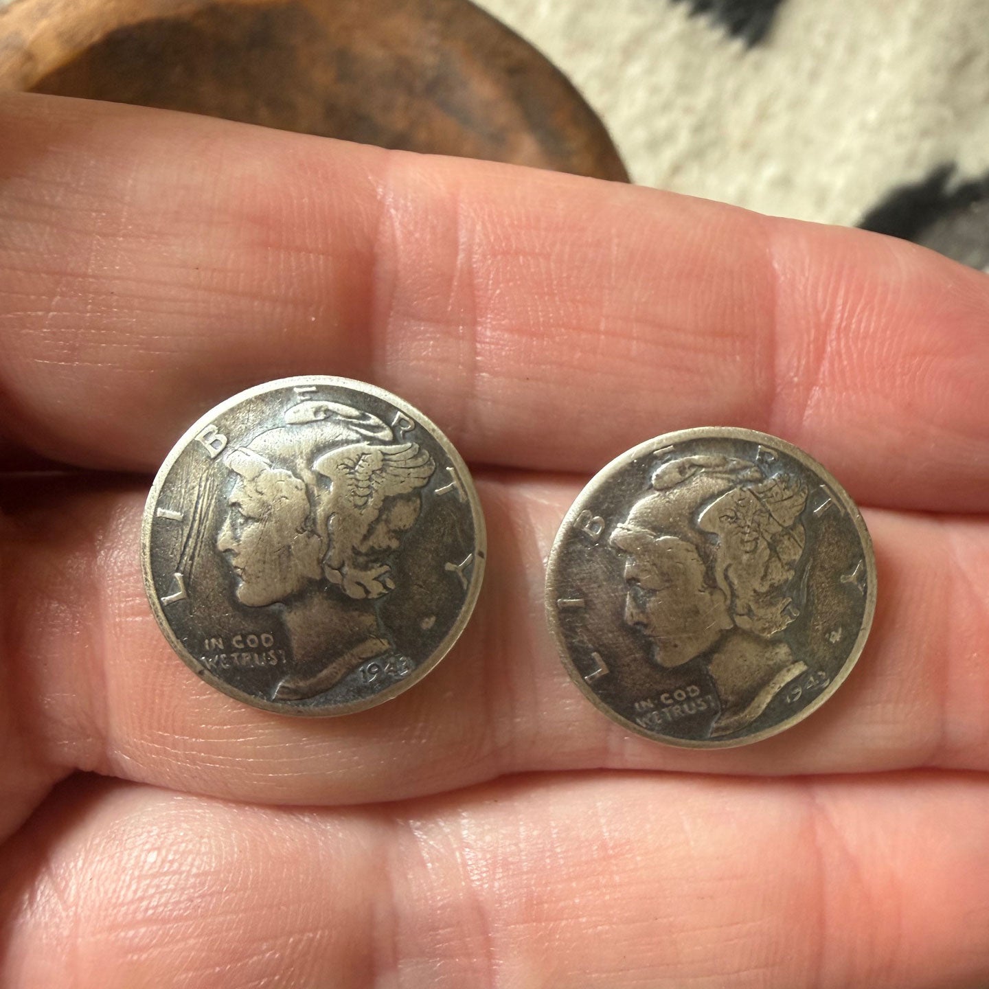 Buffalo Dancer,  Mercury Dime Post Earrings