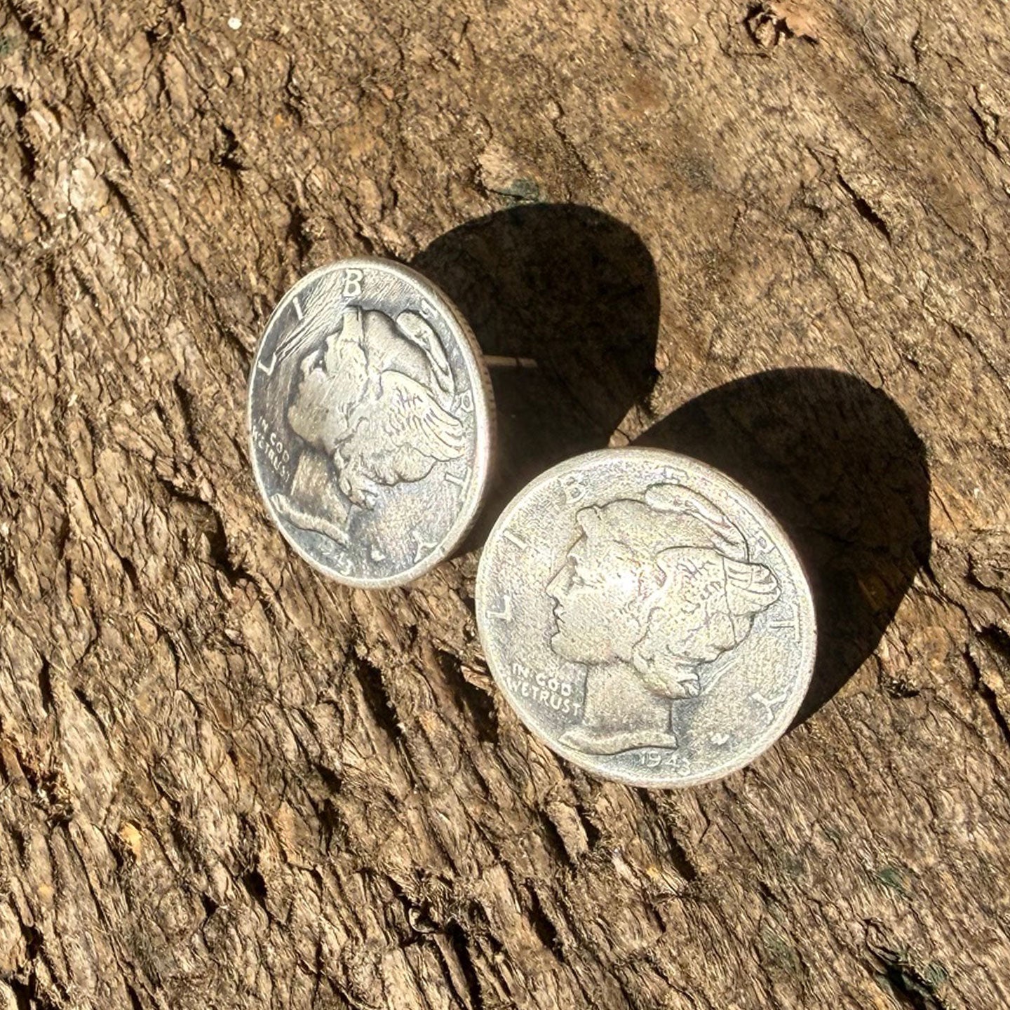Buffalo Dancer,  Mercury Dime Post Earrings