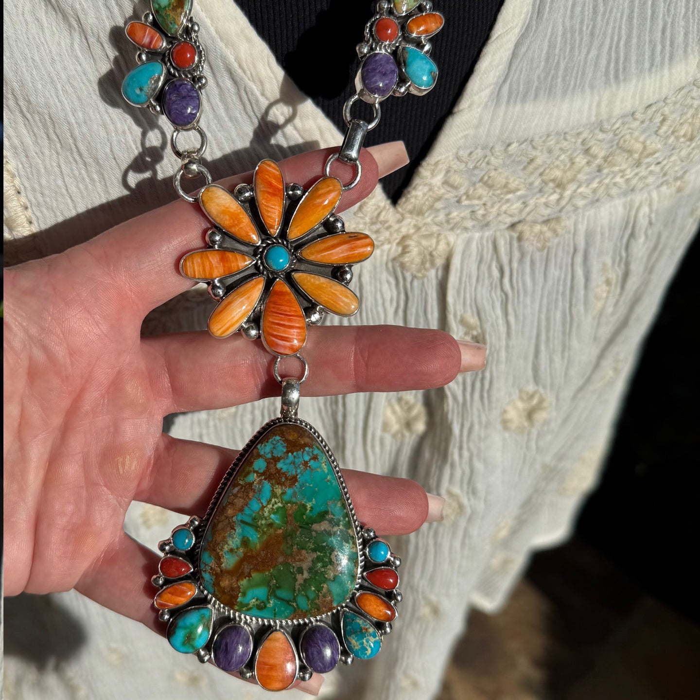 Clarissa Hale Multi-Stone 'Flower' Statement Lariat