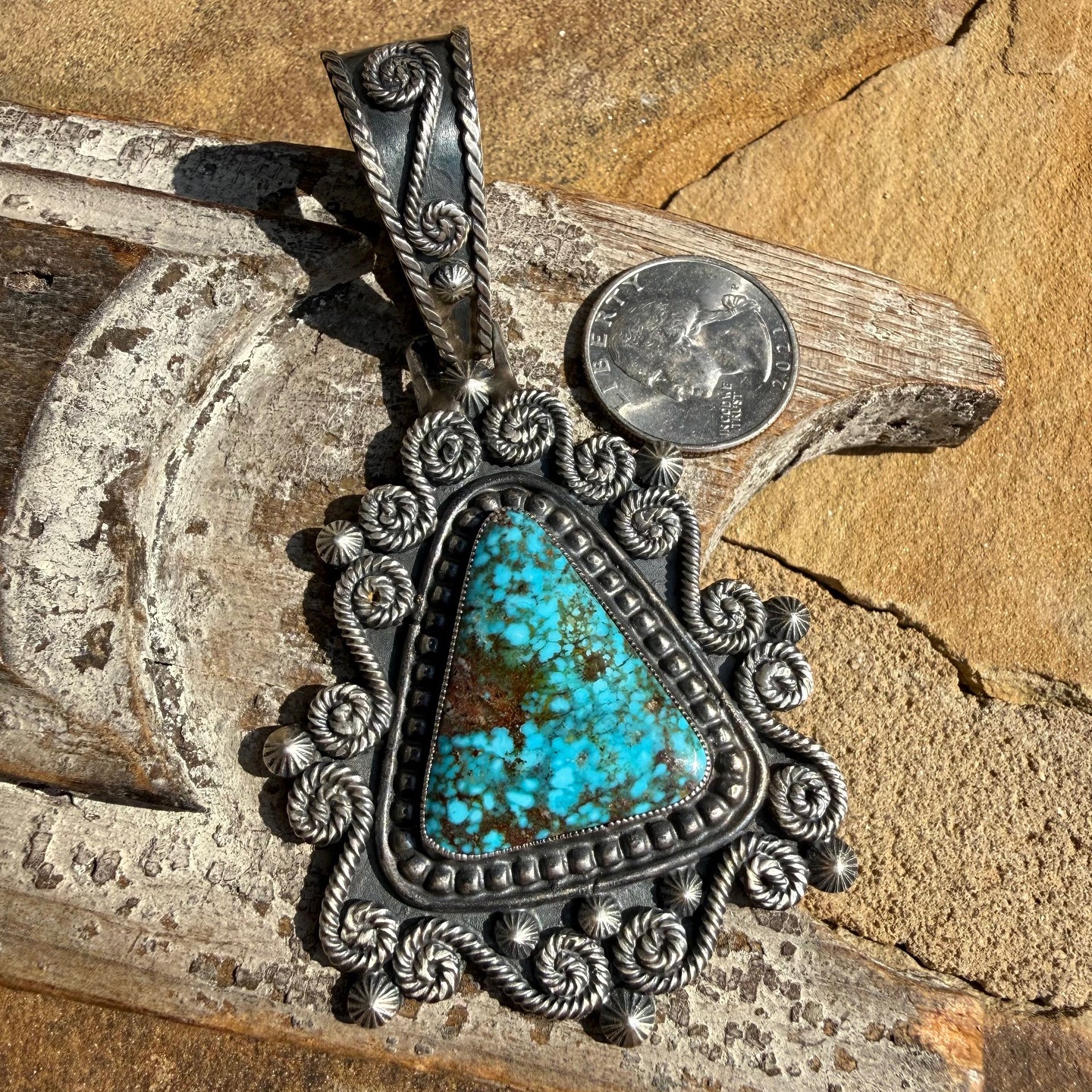 Dexter Martinez Kingman Turquoise Statement Pendant