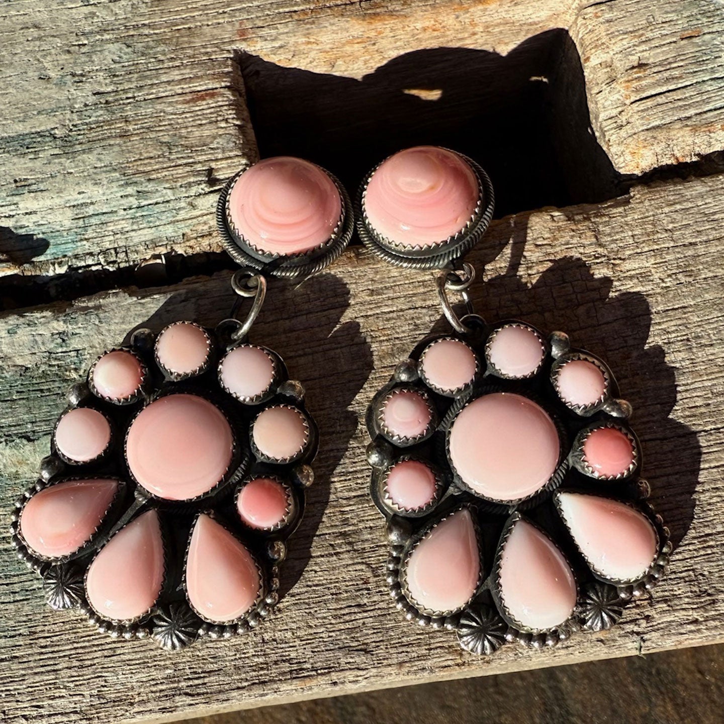 Kristen Etsitty Pink Conch Cluster Earrings