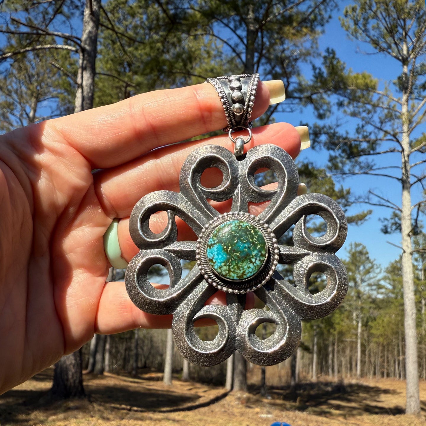 Myron Etsitty Tufa Cast 'Flower' Pendant