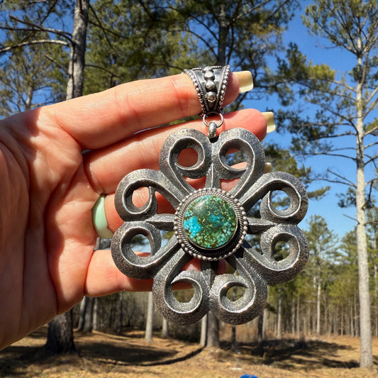 Myron Etsitty Tufa Cast 'Flower' Pendant