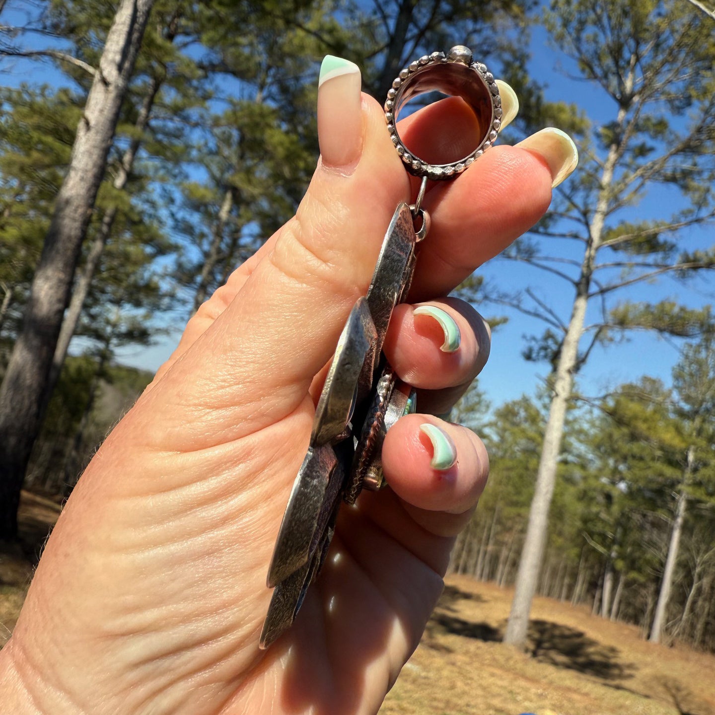 Myron Etsitty Tufa Cast 'Flower' Pendant