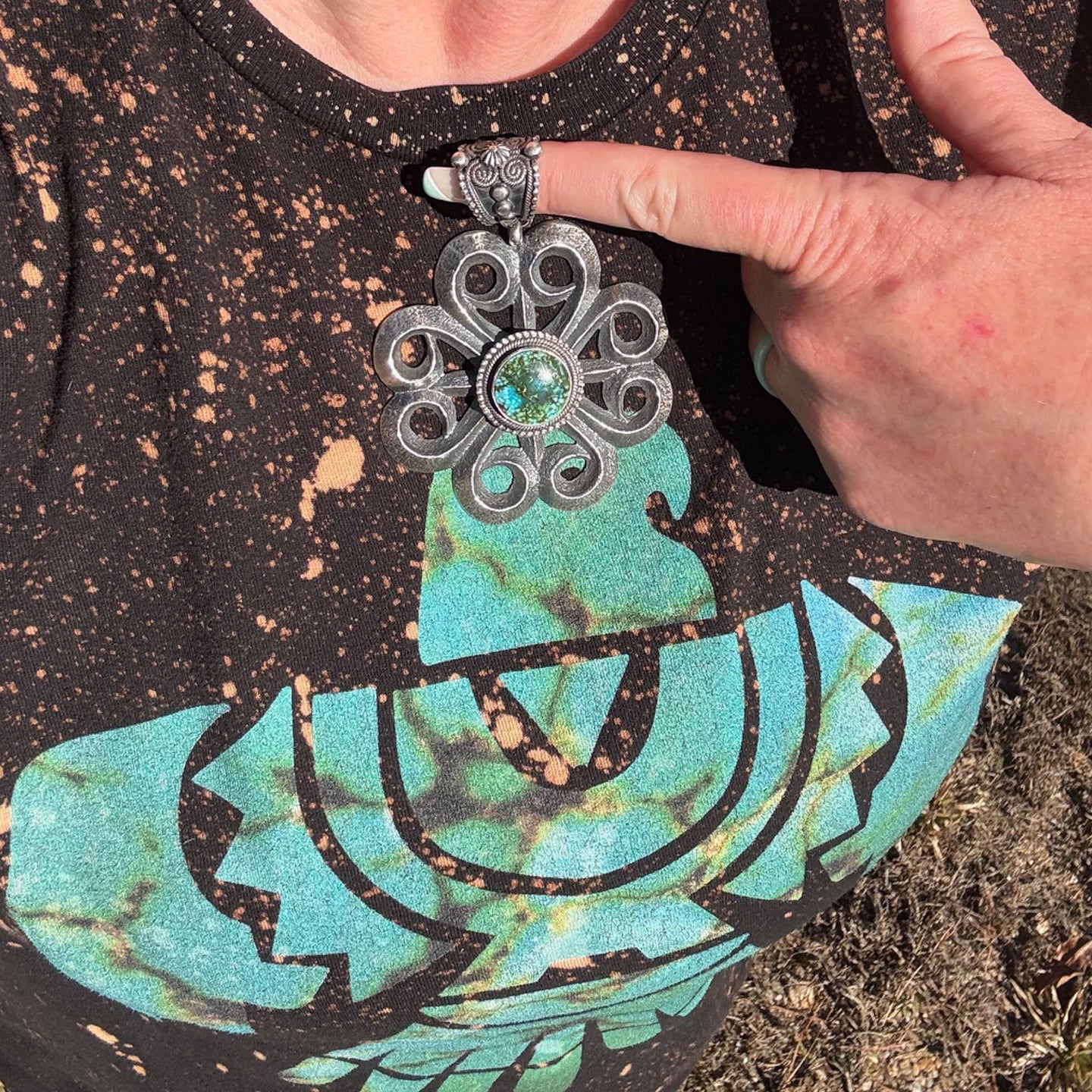 Myron Etsitty Tufa Cast 'Flower' Pendant