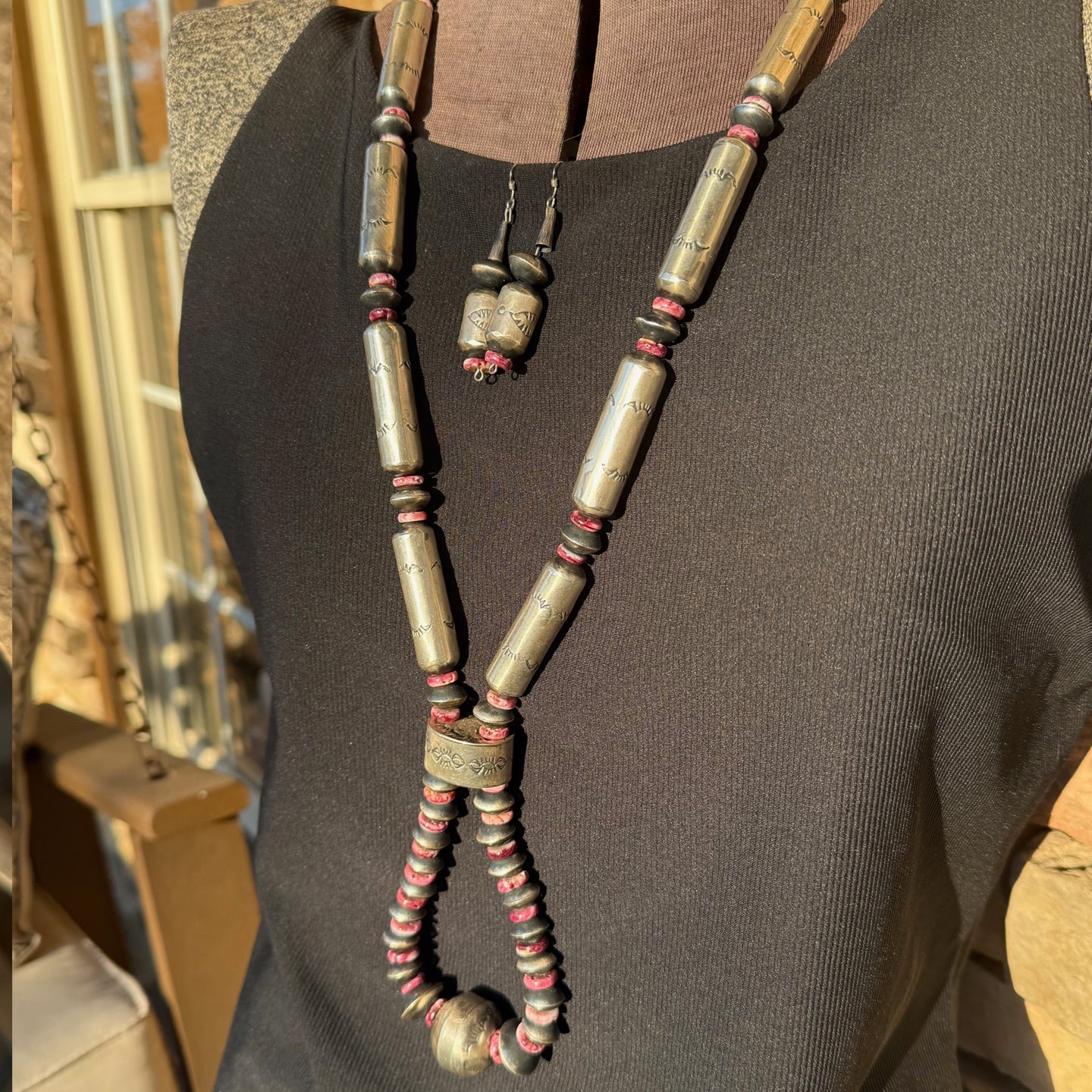 Sophia Becenti Handmade Jacla Style Sterling and Purple Spiny Beads Set