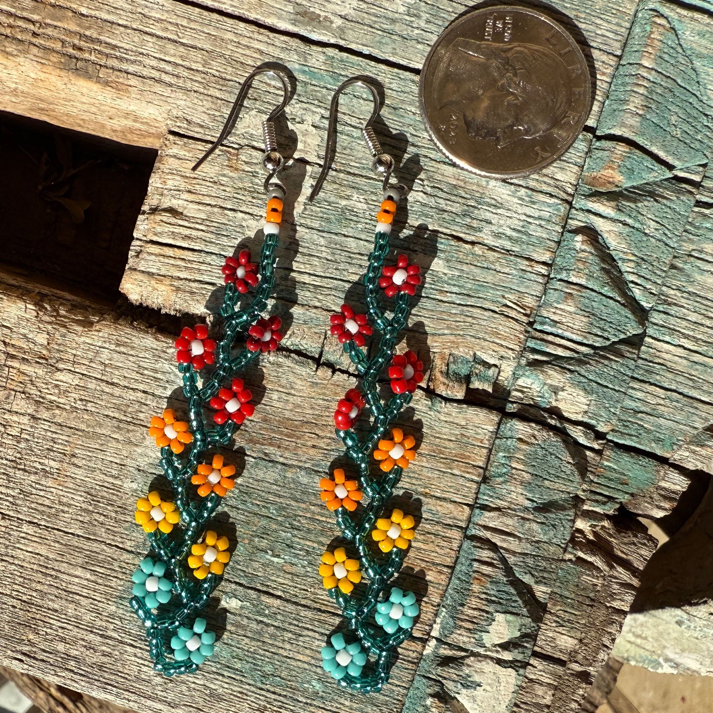 seed bead flower earrings Caroline Hoskie Seed Bead Flower Earrings