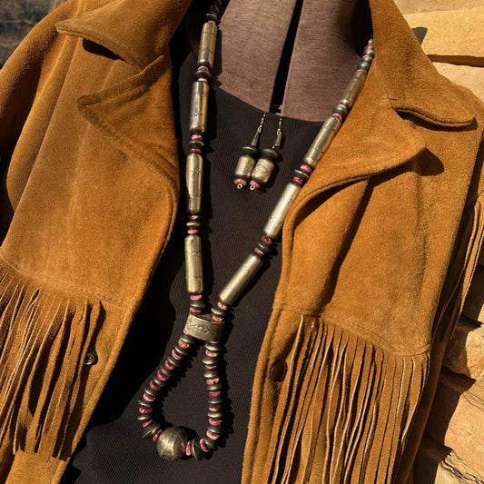 Sophia Becenti Handmade Jacla Style Sterling and Purple Spiny Beads Set