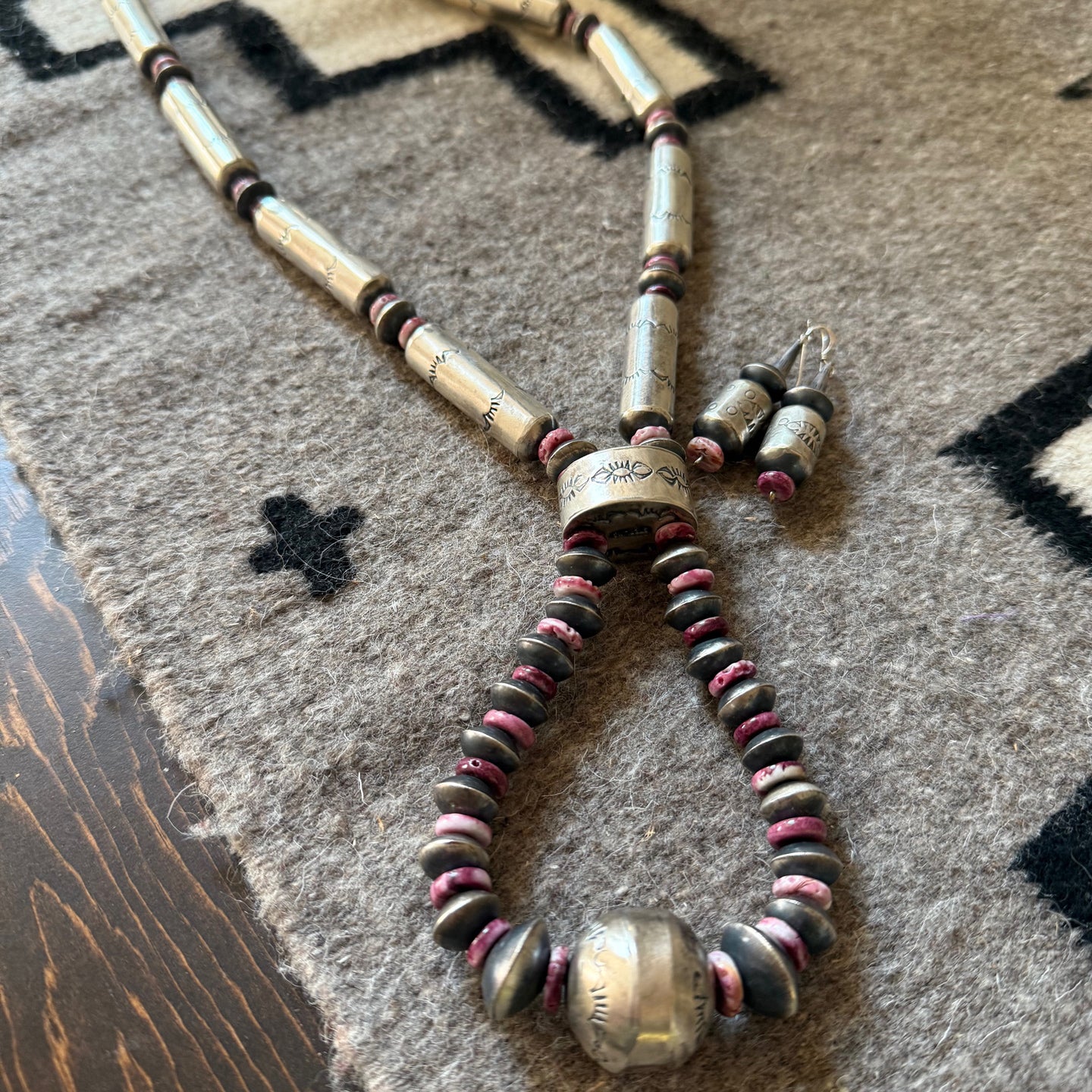 Sophia Becenti Handmade Jacla Style Sterling and Purple Spiny Beads Set
