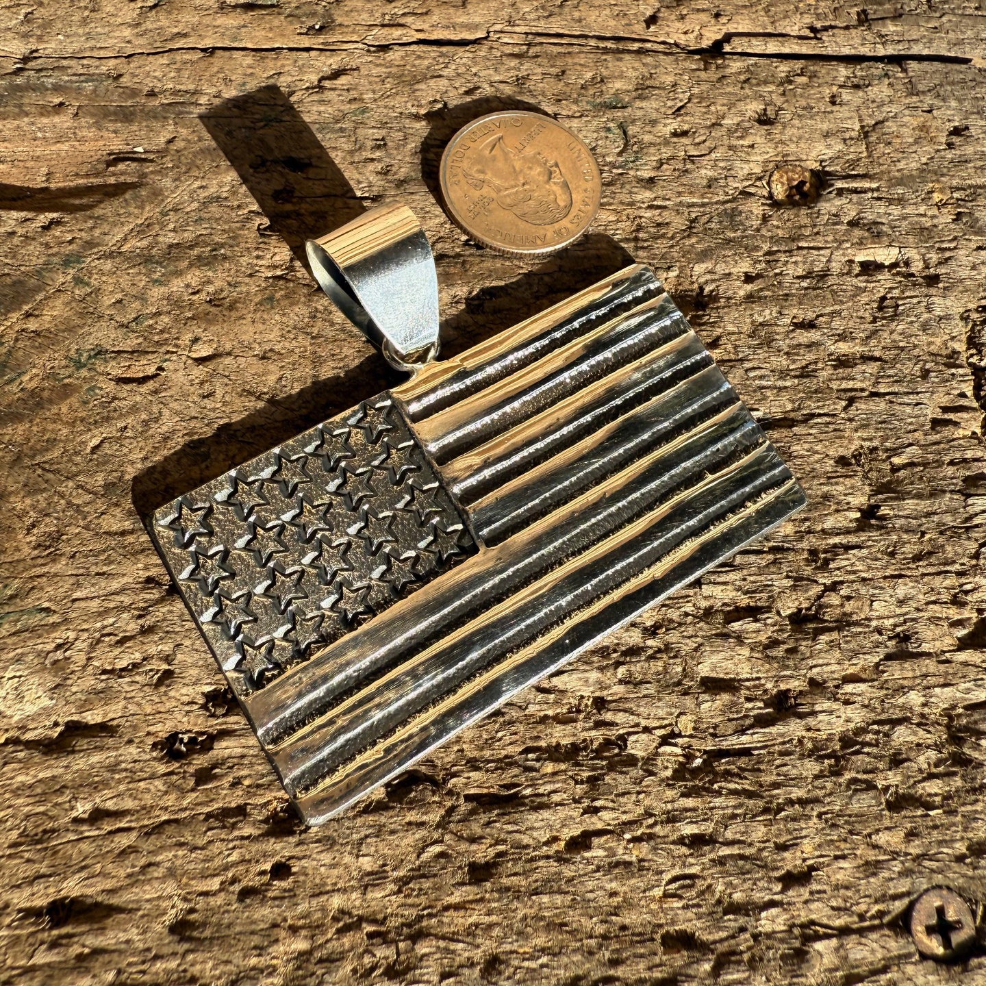 Stanford Yazzie USA Flag Pendant