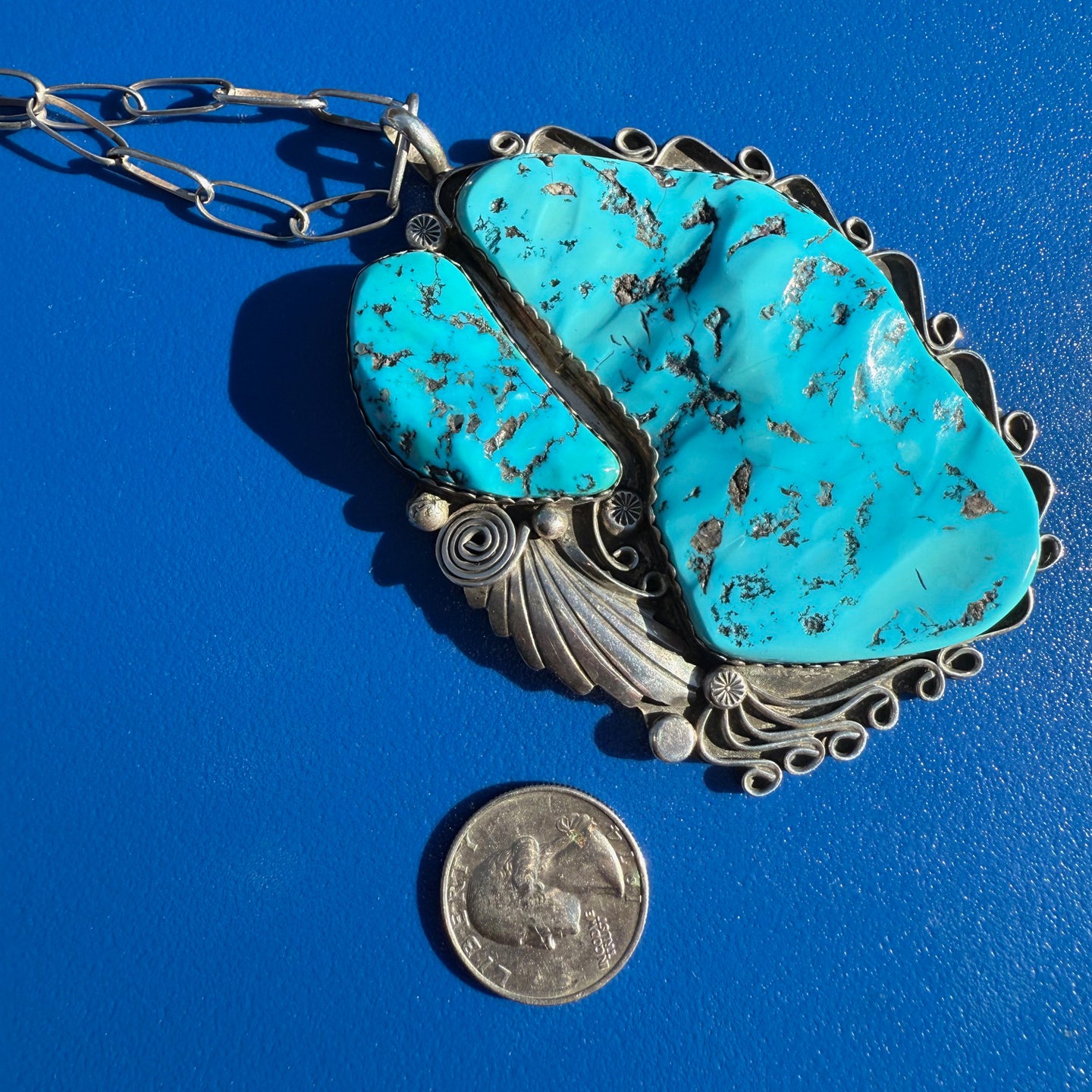 Vintage Sleeping Beauty Statement Pendant on Chain by Ted Joe