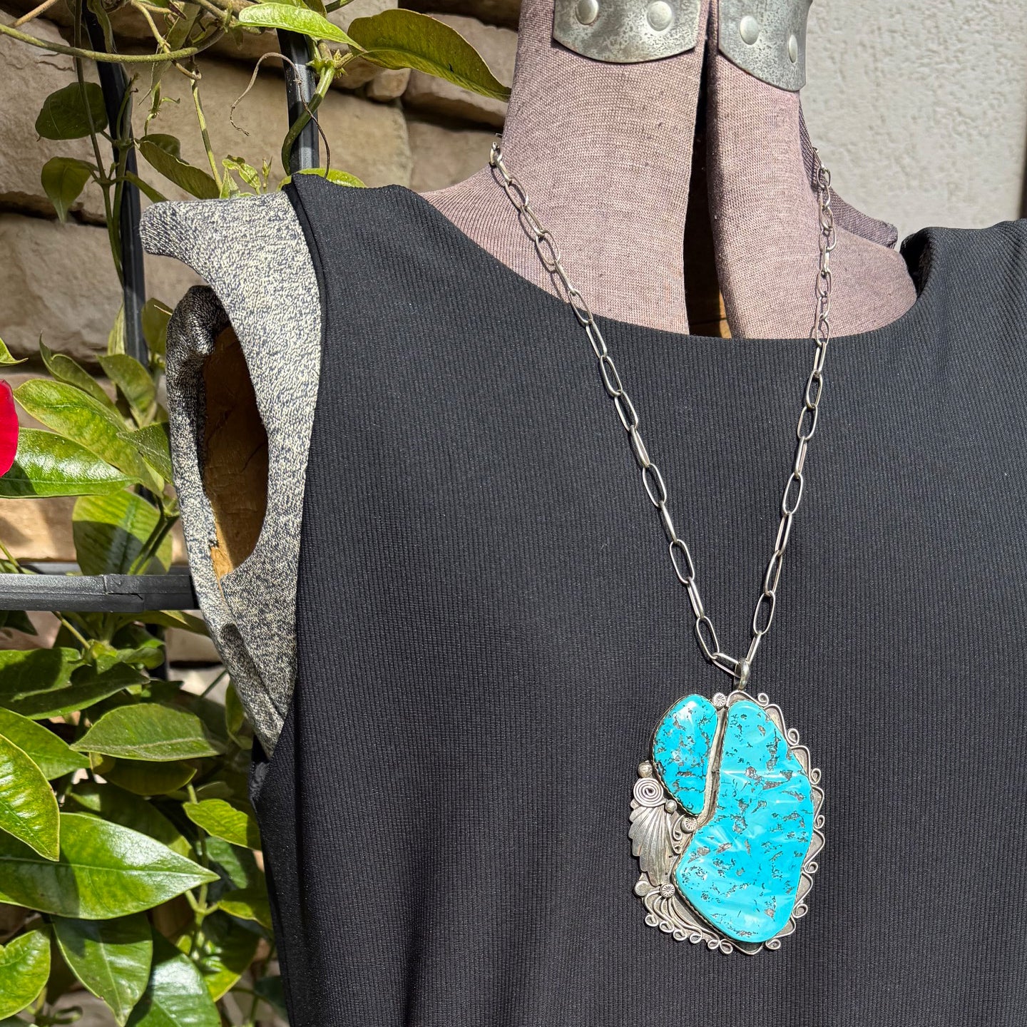 Vintage Sleeping Beauty Statement Pendant on Chain by Ted Joe