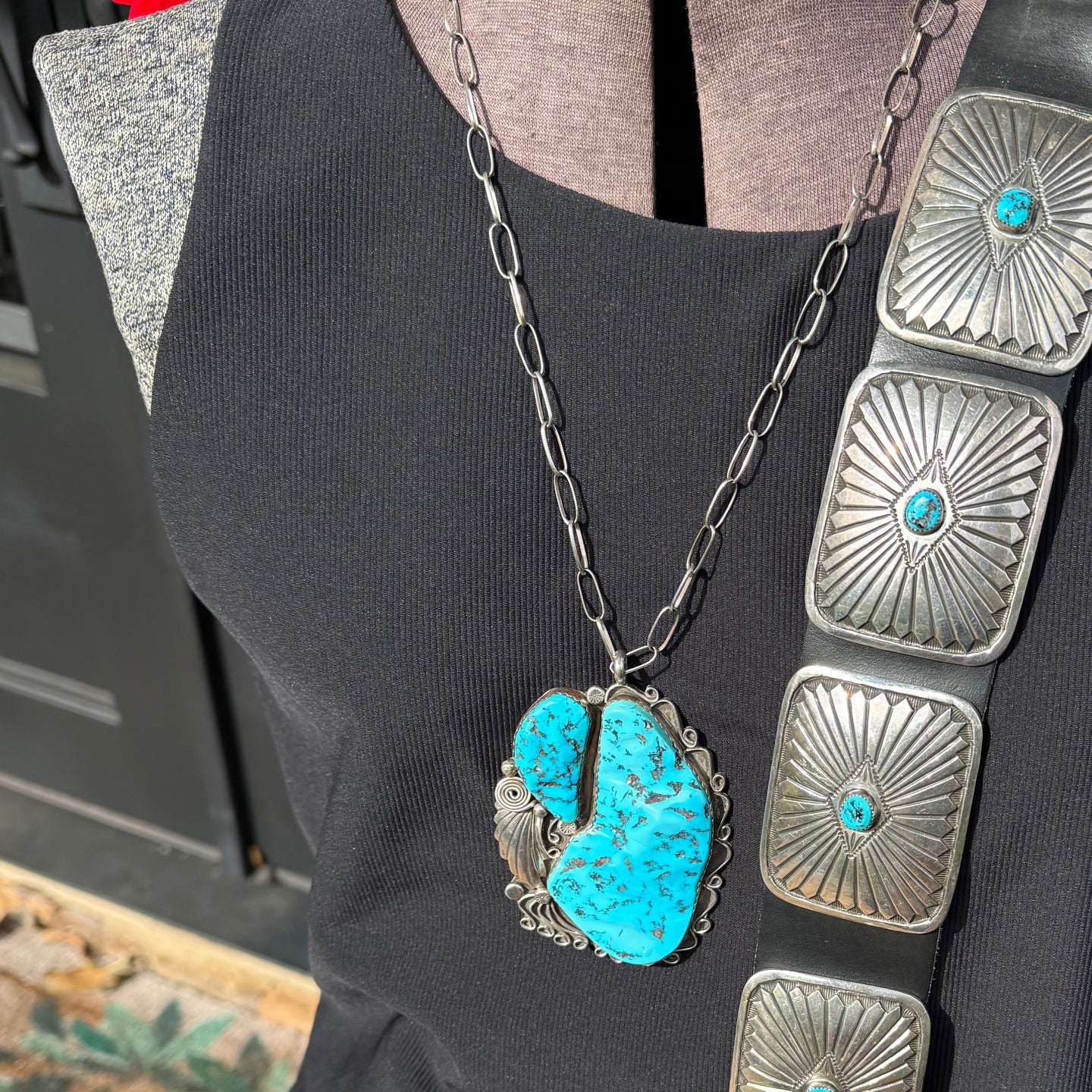 Vintage Sleeping Beauty Statement Pendant on Chain by Ted Joe