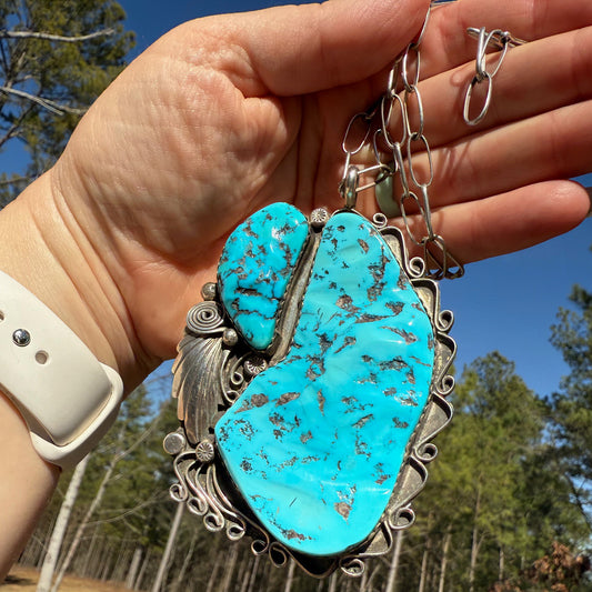 Vintage Sleeping Beauty Statement Pendant on Chain by Ted Joe