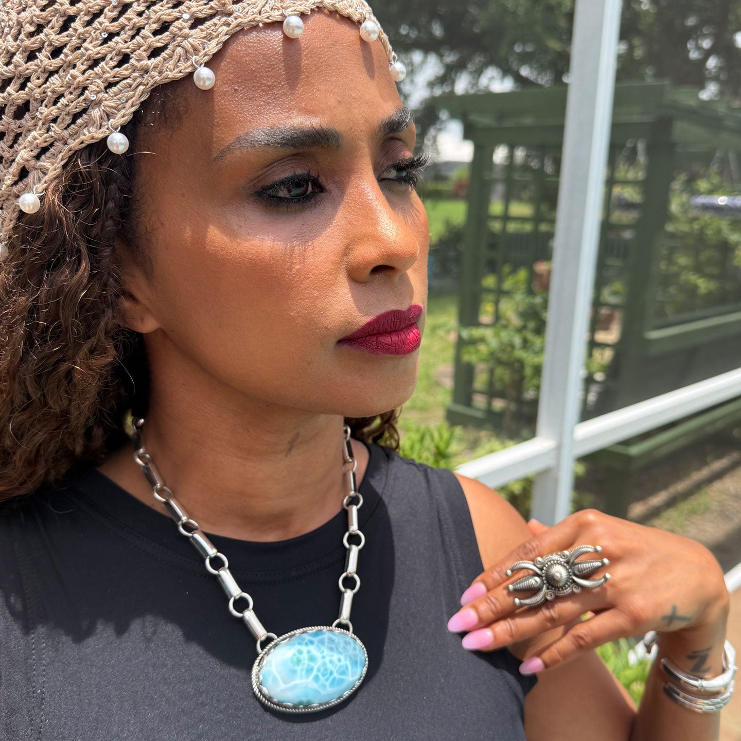 Clarissa and Vernon Hale Larimar Oval Chunky Choker