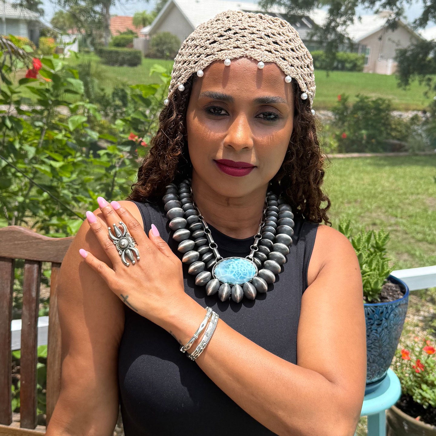 Clarissa and Vernon Hale Larimar Oval Chunky Choker